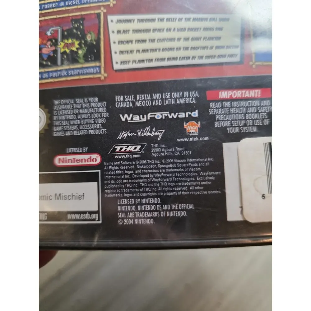 Nintendo DS SpongeBob SquarePants The Creature from the Krusty Krab 1893 SP